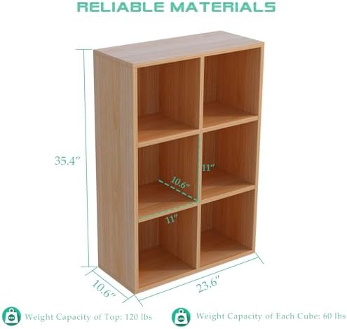 OSCHF 6-Cube Storage Shelf Bookcase, Oak - Image 2