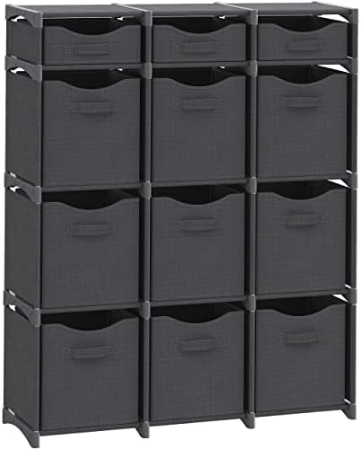 Cube Storage Organizer with Storage Bins Included - The Perfect Closet Organizers and Storage Solution. Includes 12 Storage Cubes, Great For Toy Storage, Closet Storage, Clothes Storage (Dark Grey) by Neaterize