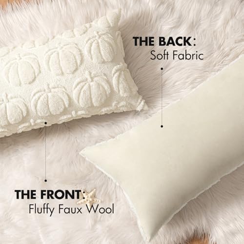 MIULEE Fall Pillow Cover Pumpkin Fall Decor Lumbar 14x36 Cream White - Image 6