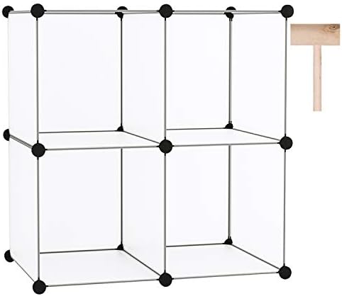 C&AHOME Plastic Cube Storage Organizer, 4-Cube Shelves Units, White by CAHOME