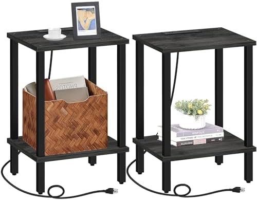 TUTOTAK End Table with Charging Station, Side Table Set of 2, Nightstand by ChoosetutotakFurnitureBuildYourCozyHome