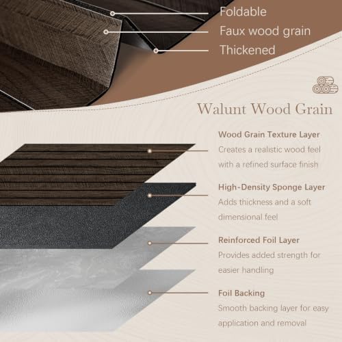 Fititem Wood Wall Panels Peel and Stick Wallpaper 3D Faux Walnut 15.7”×118” | Wood Salt Wall Panels for Accent Walls Dark Brown Self Adhesive Waterproof Wallpaper for Living Room Bedroom Removable Decor - Image 3