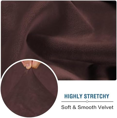 H.VERSAILTEX Velvet Stretch Individual Couch Cushion Cover Plush Cushion Slipcover for Loveseat Sofa Cushion Furniture Protector Seat Cushion Sofa Cover (1 Piece Sofa Cushion Cover, Brown) - Image 5