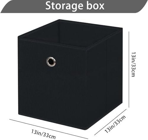 13x13x13 storage cube bins,collapsible fabric storage cubes Decorative storage basket,13 inch Record cube storage box for shelves,clothing,shelf,drawer,bathroom organizer,Set of 3 (Black) - Image 2
