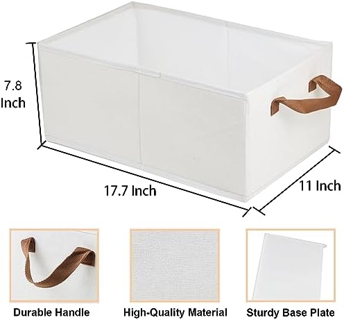 Fordonral Pack of 3 Large Capacity Storage Bins Closet Organizer System, Sturdy Foldable Boxes for Organizing Clothing, Sheets, Toys, Books - Shelf Shelves Basket Bin Linen White - Image 3