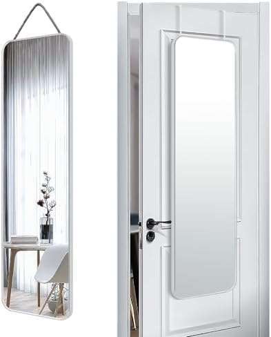 47x14" Full Length Mirror Over the Door,Wall Mounted/Rope Hang Silver by SCWF-GZ