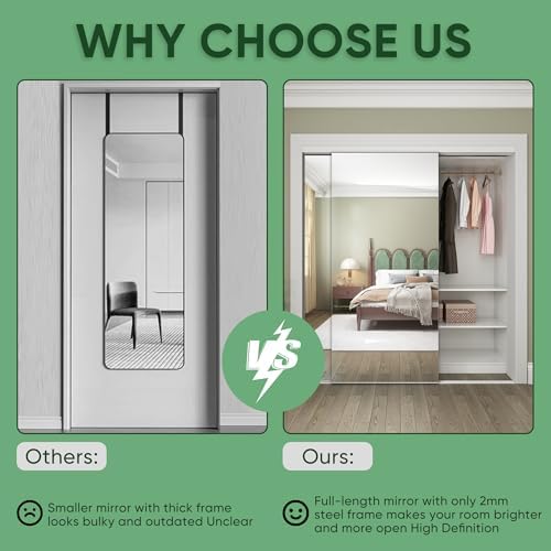 JUBEST 72''x80'' Mirror Closet Doors, One Side Sliding Closet Door - Image 4