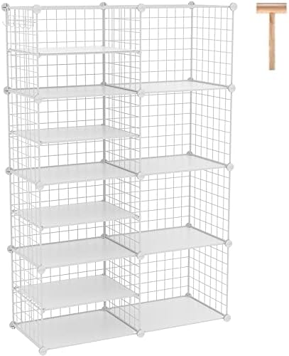 C&AHOME Wire Cube Storage Unit,Interlocking Metal Wire with Divider, White by CAHOME