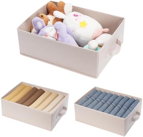 Clothings Collapsible Storage Bins, Foldable Organizers and Storage Baskets Cube Storage Bin for Bedroom Living Room (4 Pack) (Flaxen, 15.4x11.4x5.5inch) - Image 7