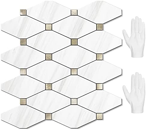 STICKGOO 10 Sheets Peel and Stick Backsplash, Dolomite White by STICKGOO