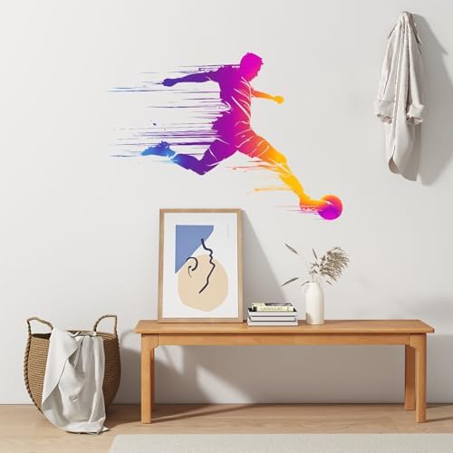 ANNA QUEEN Soccer Player Wall Decals Peel and Stick, Football Kick Silhouette Wall Stickers, Sports Wall Decor Removable Vinyl Wall Art for Boys Bedroom Game Room - Image 4