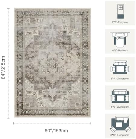 Rugxara 5X7 Washable Area Rug for Living Room,Brown - Image 2