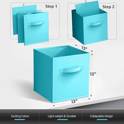 Sorbus Fabric Storage Cubes, 8 Pack, with Handles (13 Inch, Aqua) - Image 6