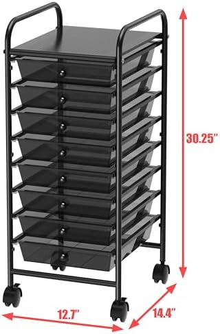Simple Houseware 8 Drawers Rolling Utility Cart Art Craft Storage, Black - Image 3