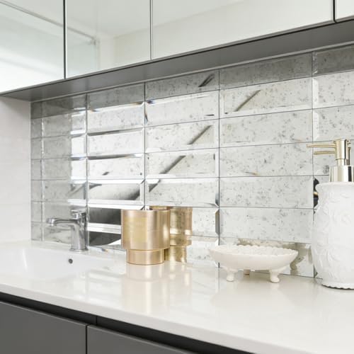 Peel and Stick Light Antique Mirror Strip Tile Backsplash - Image 6