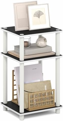 Furinno Turn-N-Tube 3-Tier Toolless Side Table, Compact, White(Espresso) by Furinno-FitsYourSpaceFitsYourBudget