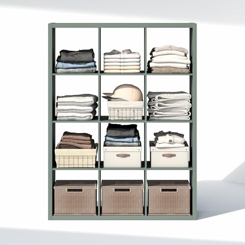 Furinno Cubic Extra Thick 12-Cube Closet Organizers and Storage, Sage Green - Image 6