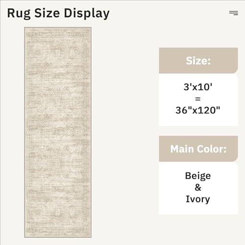 Soalmost Washable 3x10 Hallway Runner Rug Non-Slip Kitchen Entry Rugs Beige - Image 5