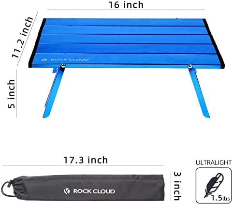 ROCK CLOUD Portable Beach Table Aluminum Ultralight Mini Folding Camping Table, Blue - Image 3