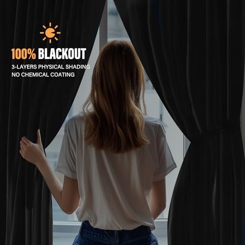 MaKefeile Room Divider Curtains with Flexible Ceiling Curtain Tracks Set,100% Blackout Floor to Ceiling Curtains Patio Sliding Door Curtains (Black Drape & Black Rail W 15 × H 7 FT) - Image 6