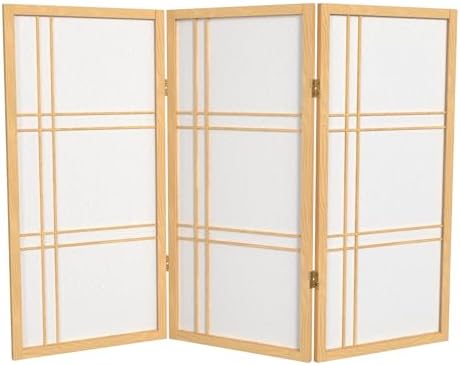 3 ft. Short Double Cross Shoji Screen - Natural - 3 Panels by RedLantern