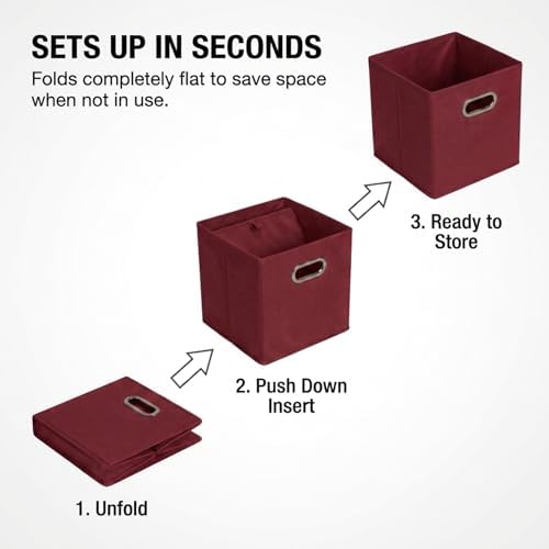Household Essentials Fabric Storage Bins 6 Piece Set, Burgundy - Image 6
