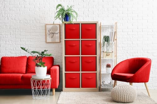 Sorbus Fabric Storage Cubes, 8 Pack, with Handles (11 Inch, Red) - Image 2
