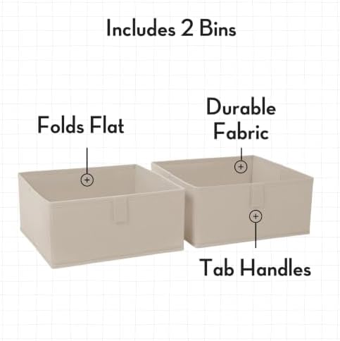 RiverRidge Folding Storage Bins - 2-pack of 5in Tall Taupe Cubes - Image 3