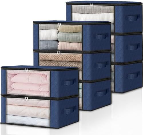 HomeHacks 8-Pack Clothes Organizer Storage Bags, 35L Storage Bins, Blue by HomeHacks