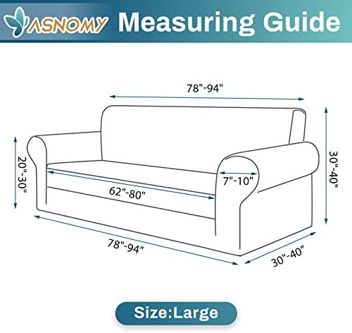 Asnomy Stretch Couch Covers for Sofa Washable, 3 Cushion Couch,River Blue - Image 5