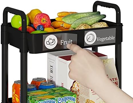 Laiensia 4-Tier Rolling Cart with Wheels,Multifunction Utility Storage Carts, Kitchen Storage Organizer,Mobile Shelving Unit for Bathroom,Laundry,with Classified Stickers,Black - Image 3