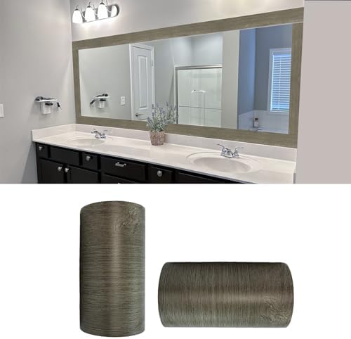 YESUS 10M Grey Oak Wood Grain Wallpaper Frame Removable PVC Waterproof Peel and Stick Wallpaper Bathroom Frame Frame Frame Sticker Wall Decor 10cm x 998cm by Unknown