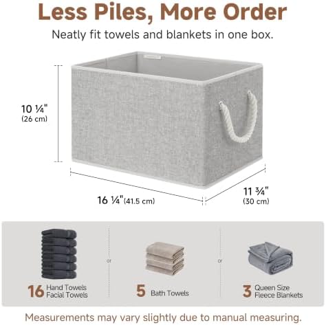 StorageWorks Storage Bins with Rope Handles, Gray, Extra Large, 3-Pack - Image 6