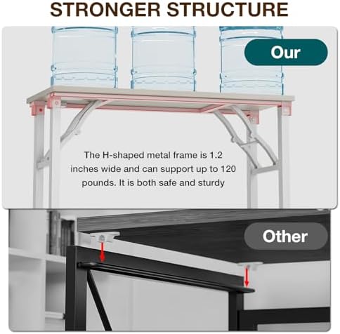 TEMI Small Computer Desk Folding Table - 35.8" Foldable Office Desk, No Assembly, Perfect for Small Spaces in Bedroom, Dorm, or Apartment, Portable Mini Desk or Study Table Compact Design, White Ash - Image 5
