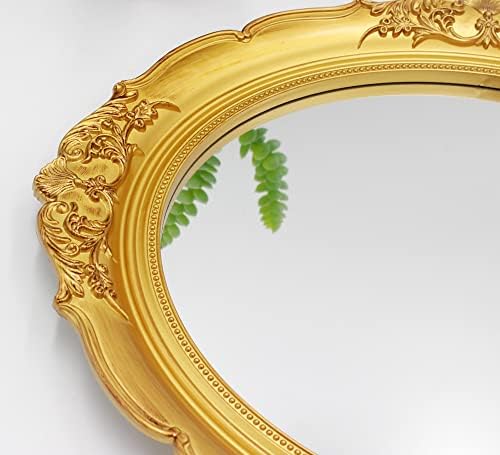 YCHMIR 14.8 x 13.1 inch Oval Wall Mirror Vintage Style Wall Mounted (Gold) - Image 5