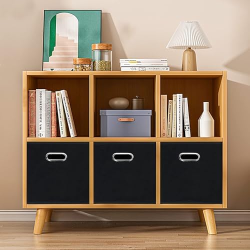 Fabric Cubby Storage Bins,13x13x13 Inches ,Cube Organizer Bin Foldable Storage Boxes with Dual Handles Fabric Organizer Box and collapsible Storage basket,Set of 8,Black - Image 4