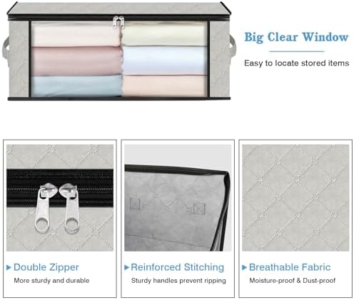 HomeHacks 4-Pack Clothes Organizer Storage Bags, 35L Storage Bins, White - Image 4