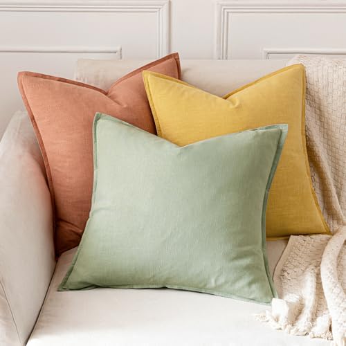 MIULEE Decorative Linen Pillow Covers 20x20 Inch Yellow - Image 4