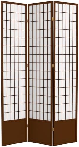 Red Lantern 7 ft. Tall Window Pane Shoji Screen - Walnut - 3 Panels by RedLantern