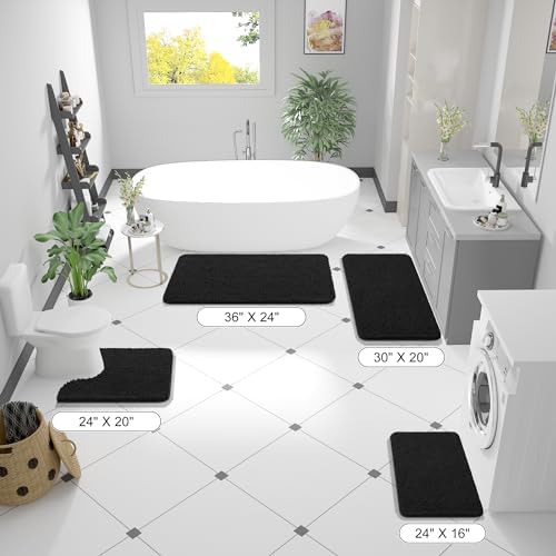 OLANLY Bathroom Runner Rugs 47x24, Extra Soft Absorbent Chenille Bath Rugs - Image 2