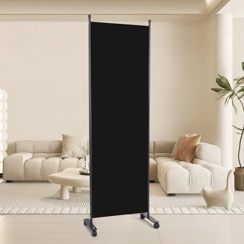 88" W 4 Panel Room Divider, Portable Privacy Screen W/Wheels Freestanding by YASRKML