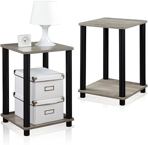 Furinno Turn-N-Tube Night Stand Set of 2, 2-Tier Nightstand, French Oak - Image 5