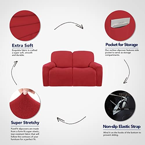 PureFit Super Stretch Loveseat Recliner Sofa Couch Cover with Pocket - Image 3