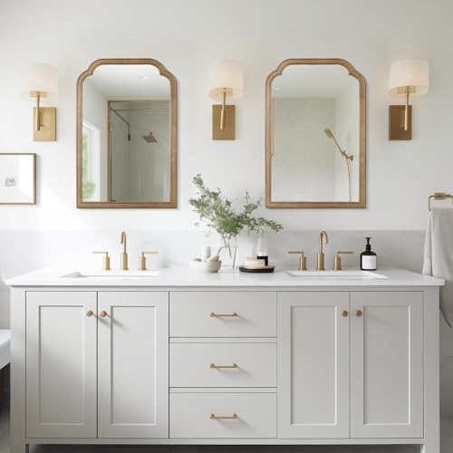 WallBeyond Wood Bathroom Mirrors for Wall Mounted, 20" x 30" Rustic Wood Frame Wall Mirrors Decorative for Living Room or Bedroom Vanity Mirror, Honey-Colored - Image 2