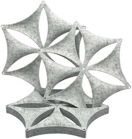 Hanging Room Divider-12Pcs 3D DIY Hexagram Felt Surface High Density Polyester Fiber Board Flower Venus 14"x12" Cut Room Home Office Decoratio Screen Partition(Silver Grey) - Image 3