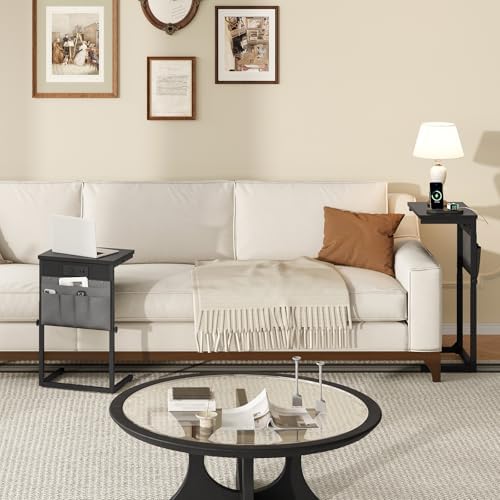 HOOBRO Side Table for Couch, Adjustable Height C Shaped End Table - Image 2
