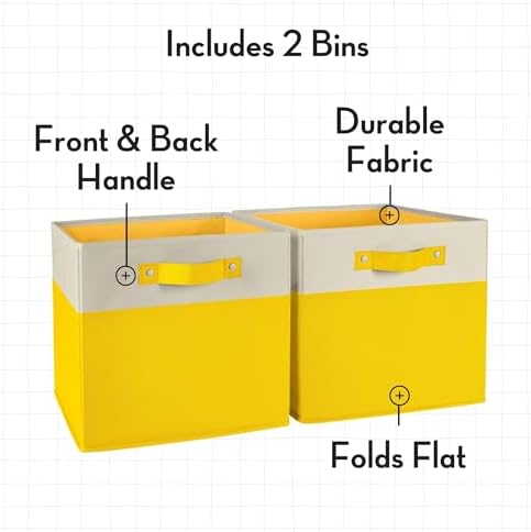 RiverRidge Two-Tone Folding Storage Bins - 2-pack of 10in Tall Yellow Cubes - Image 3