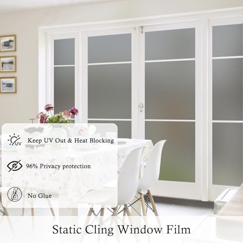 Coavas Frosted Glass Window Privacy Film, Static Cling, Gray 29.5"x78.7" - Image 5