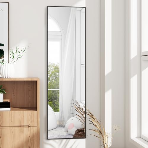48"x 14" Over the Door Mirror Full Length, Full Body Mirror, Black - Image 3