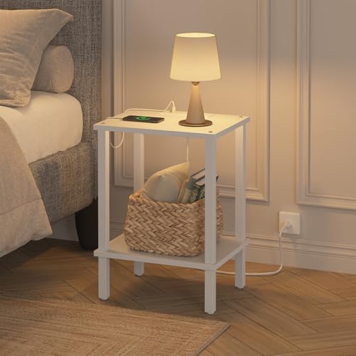 TUTOTAK End Table with Charging Station, Side Table, Nightstand - Image 3
